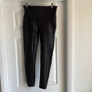 Spanx black faux leather leggings L